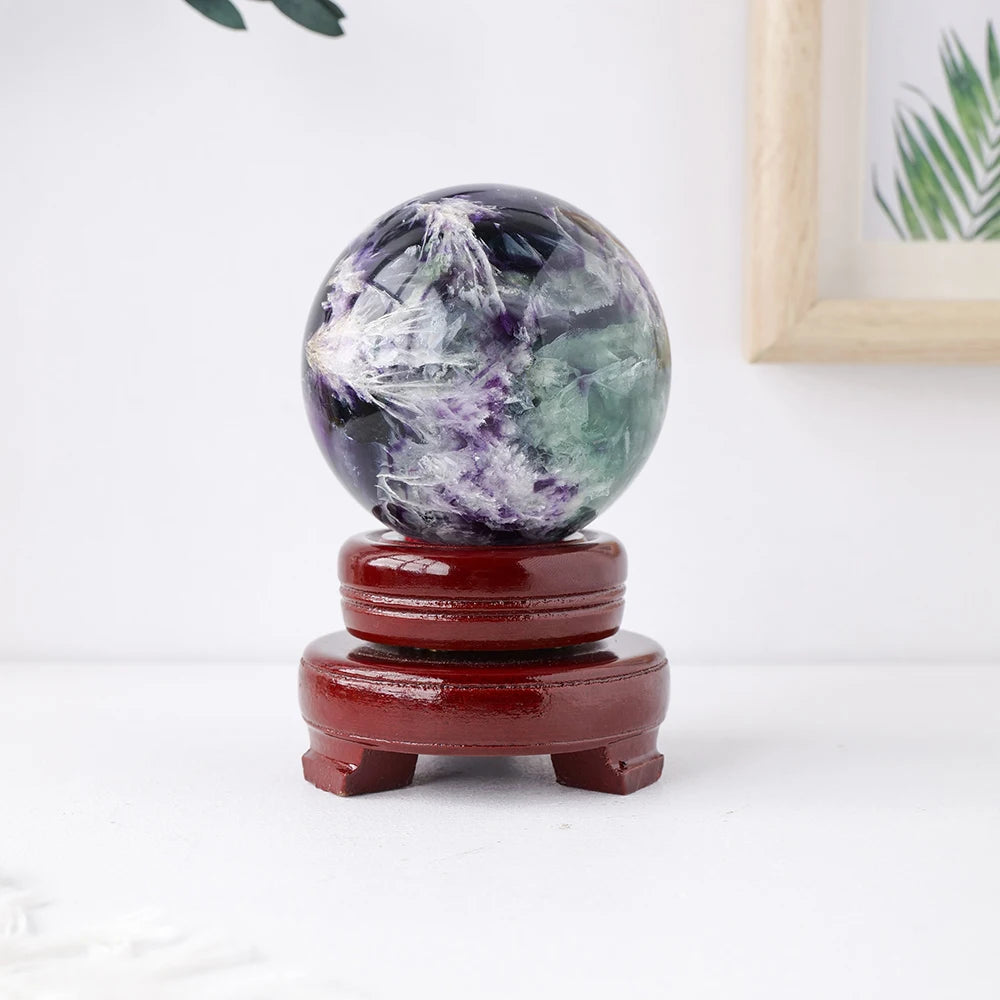 Hot Selling Wholesale Crystal Throwing Ball Natural Crystal Feather Fluorite Spiritual Healing Home Decoration