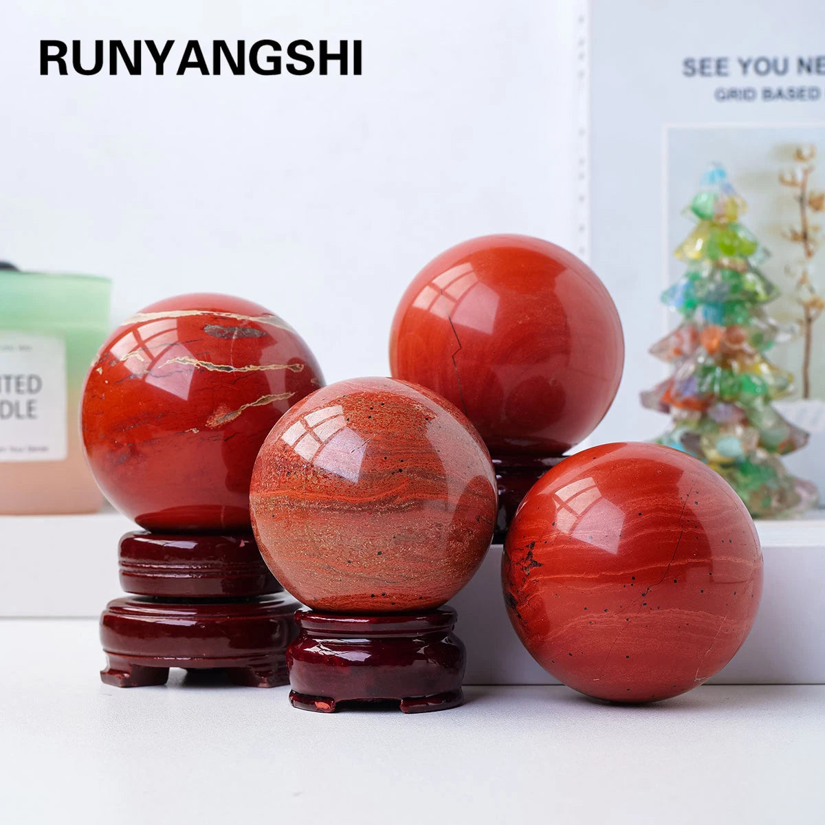 Wholesale Crystal Throwing Ball Natural Crystal Red jasper Sphere Spiritual Healing Home Decoration