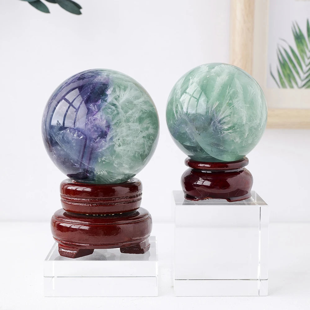 Hot Selling Wholesale Crystal Throwing Ball Natural Crystal Feather Fluorite Spiritual Healing Home Decoration