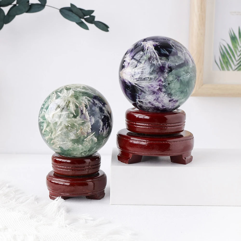 Hot Selling Wholesale Crystal Throwing Ball Natural Crystal Feather Fluorite Spiritual Healing Home Decoration